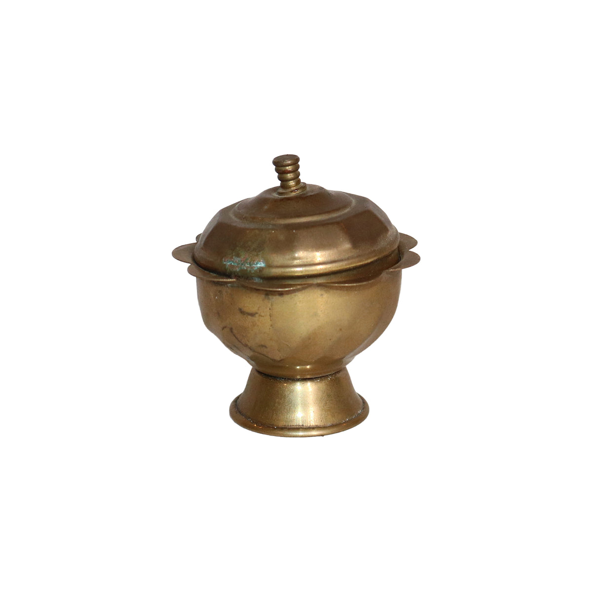 Brass Covered Bowl with Pedestal Base, image 1
