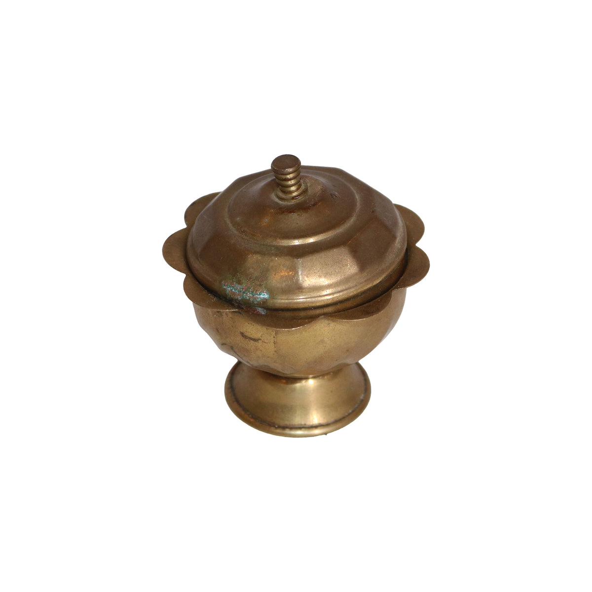 Brass Covered Bowl with Pedestal Base, image 3