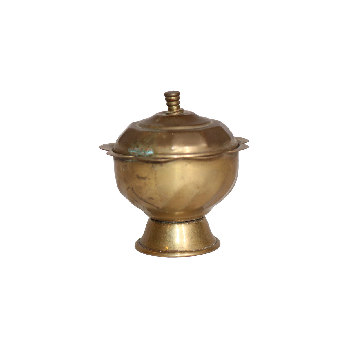 Brass Covered Bowl with Pedestal Base, image 4