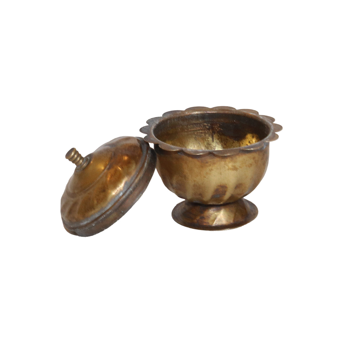 Brass Kunguma Chalice Vessel with Domed Lid, image 1