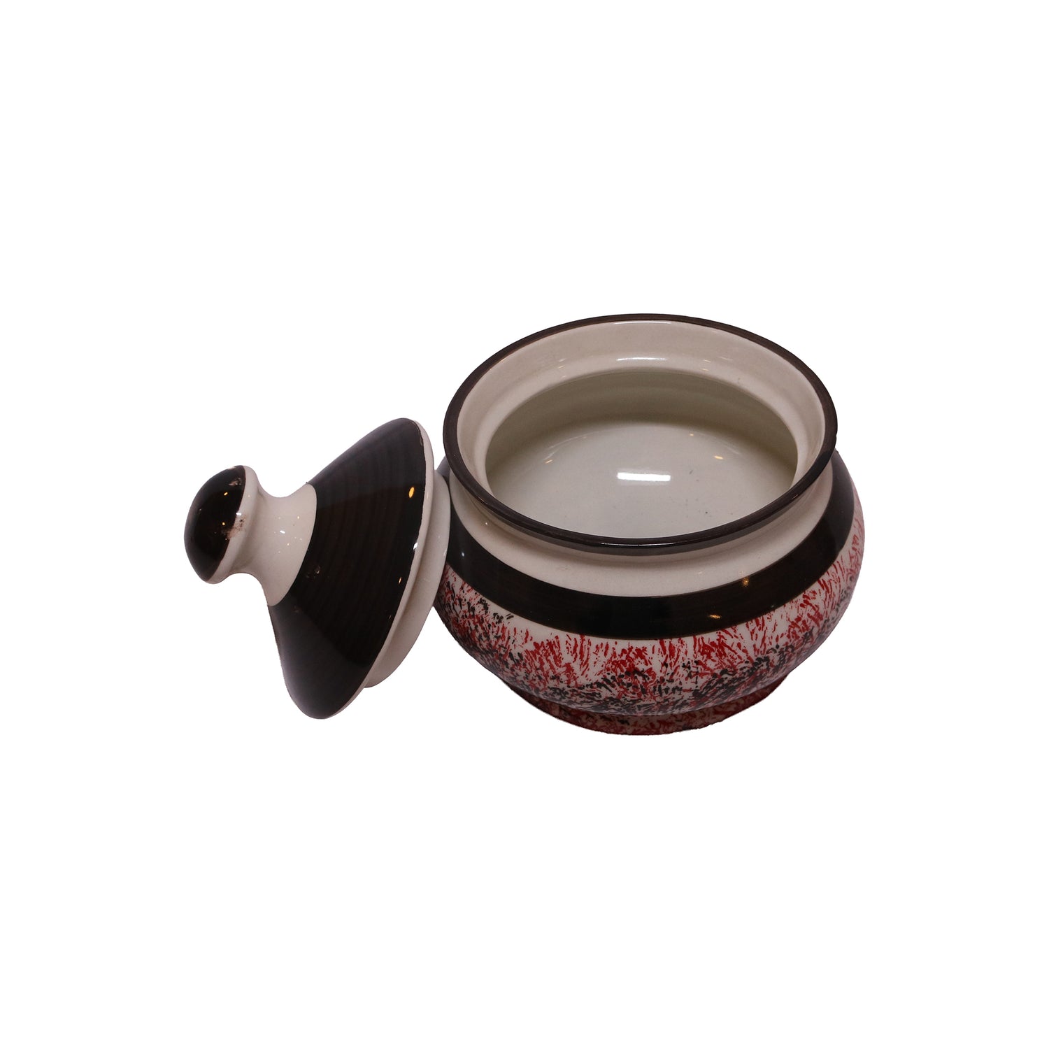 Glazed Ceramic Sugar Bowl with Lid, image 2