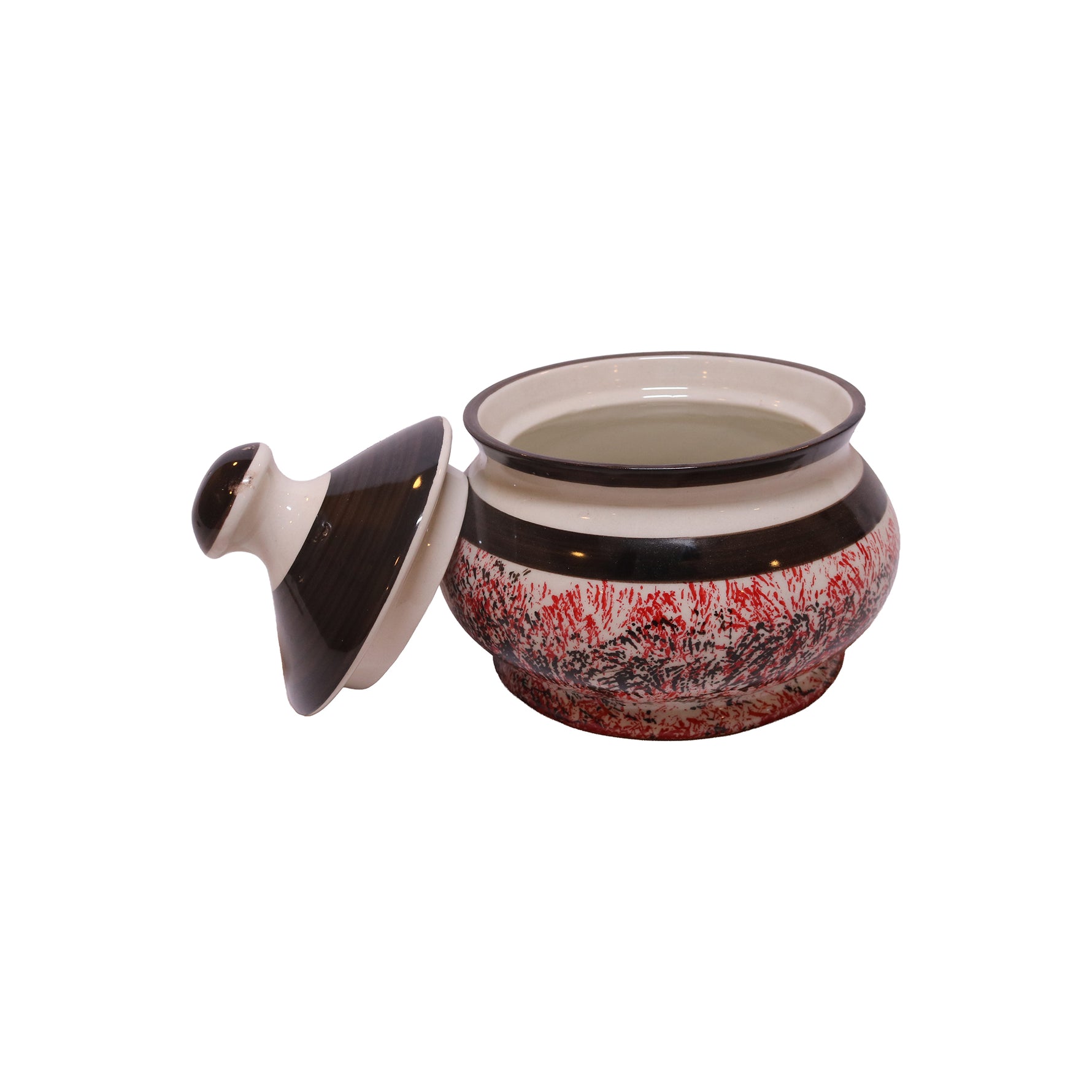 Glazed Ceramic Sugar Bowl with Lid, image 3