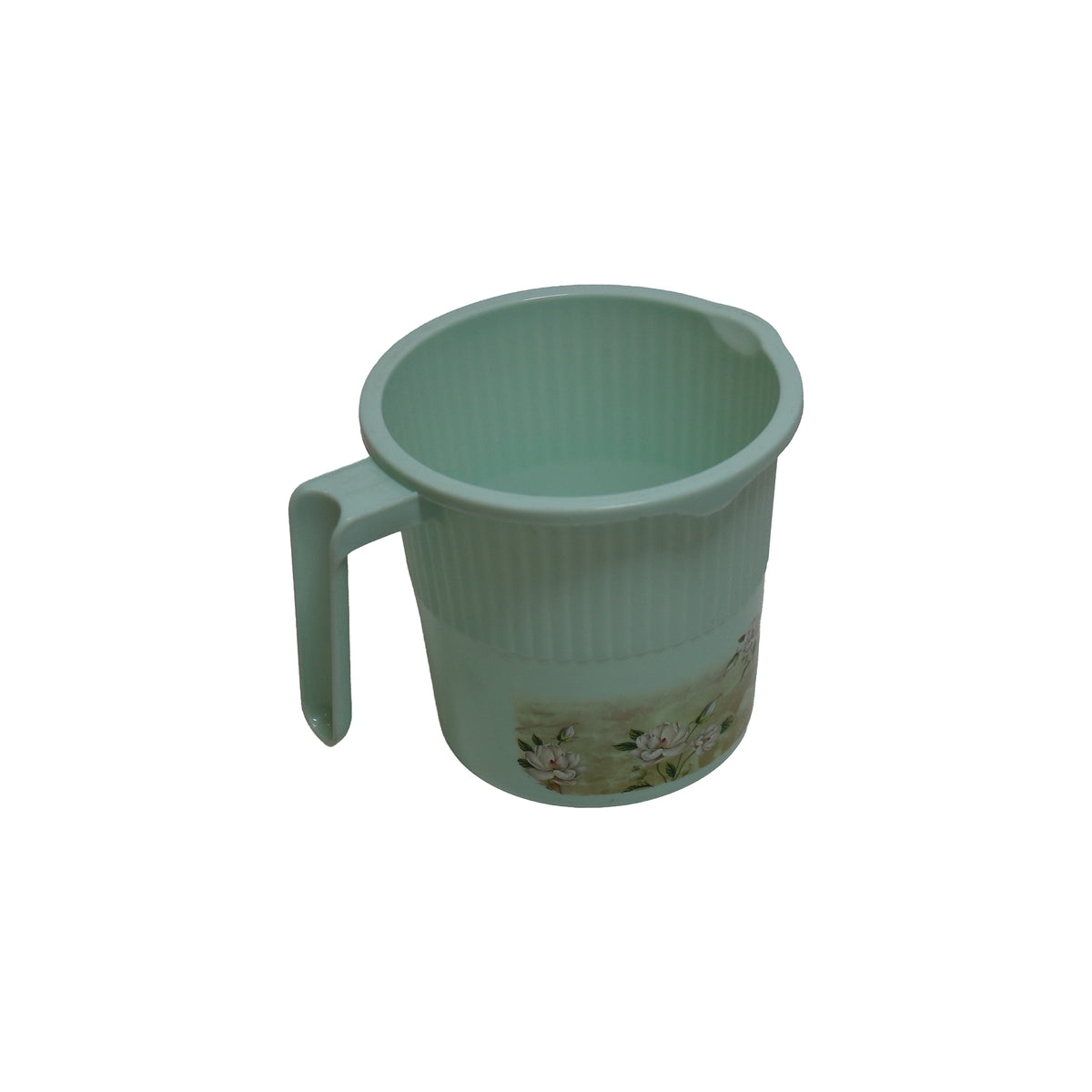 Plastic Mug with Vertical Fluting & Floral Print, image 1