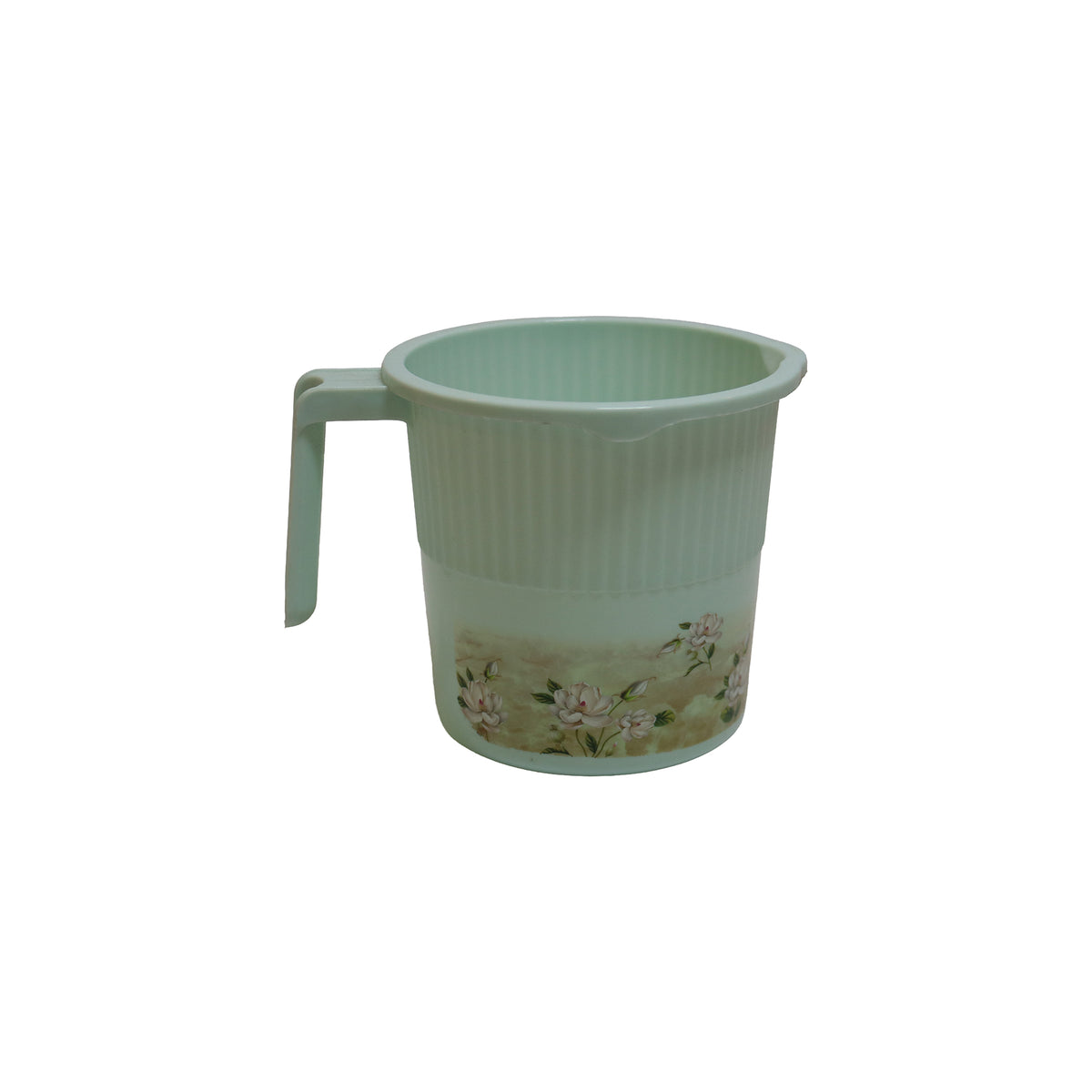 Plastic Mug with Vertical Fluting & Floral Print, image 3