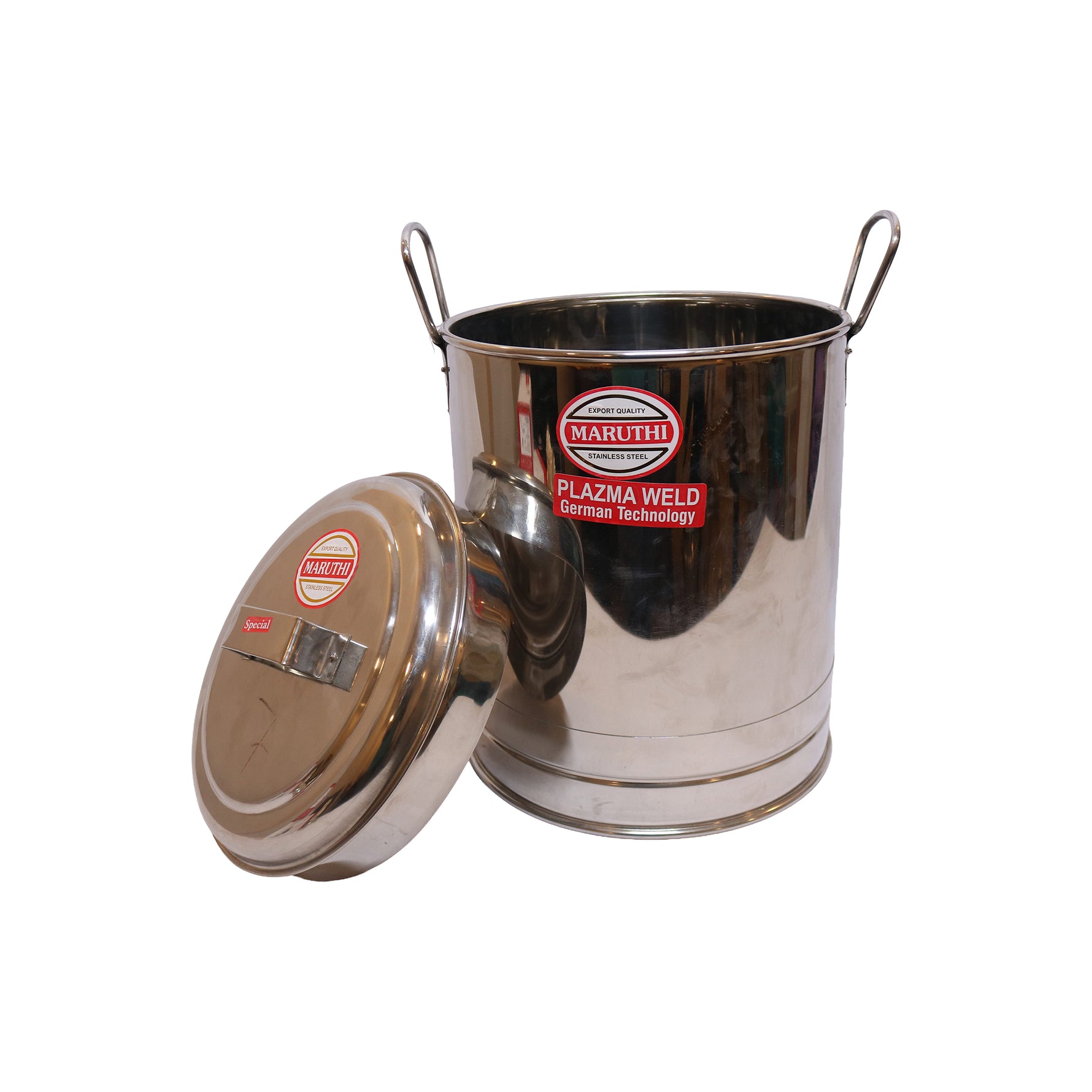 Stainless Steel Drum Container with Dual Handles, image 2
