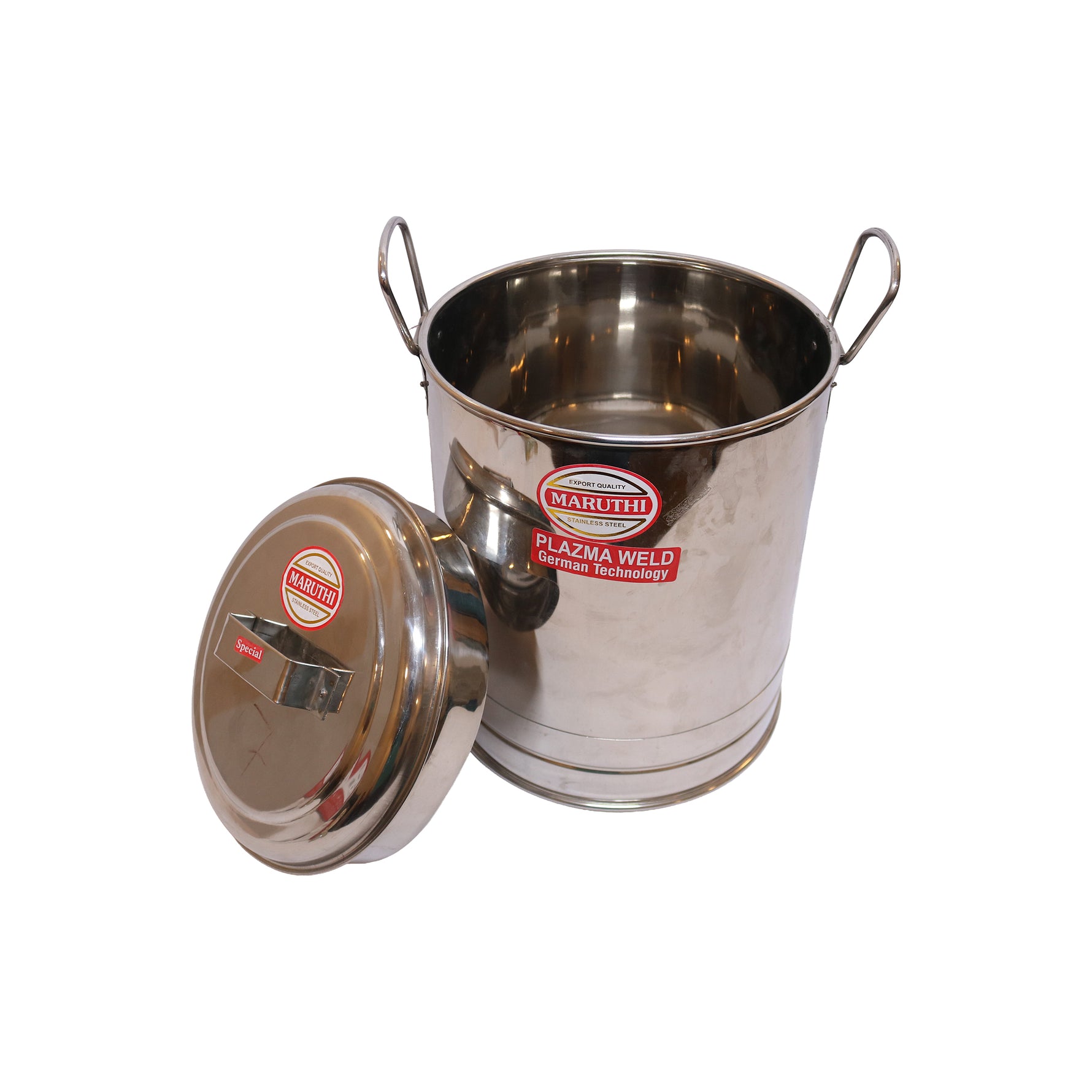 Stainless Steel Drum Container with Dual Handles, image 3