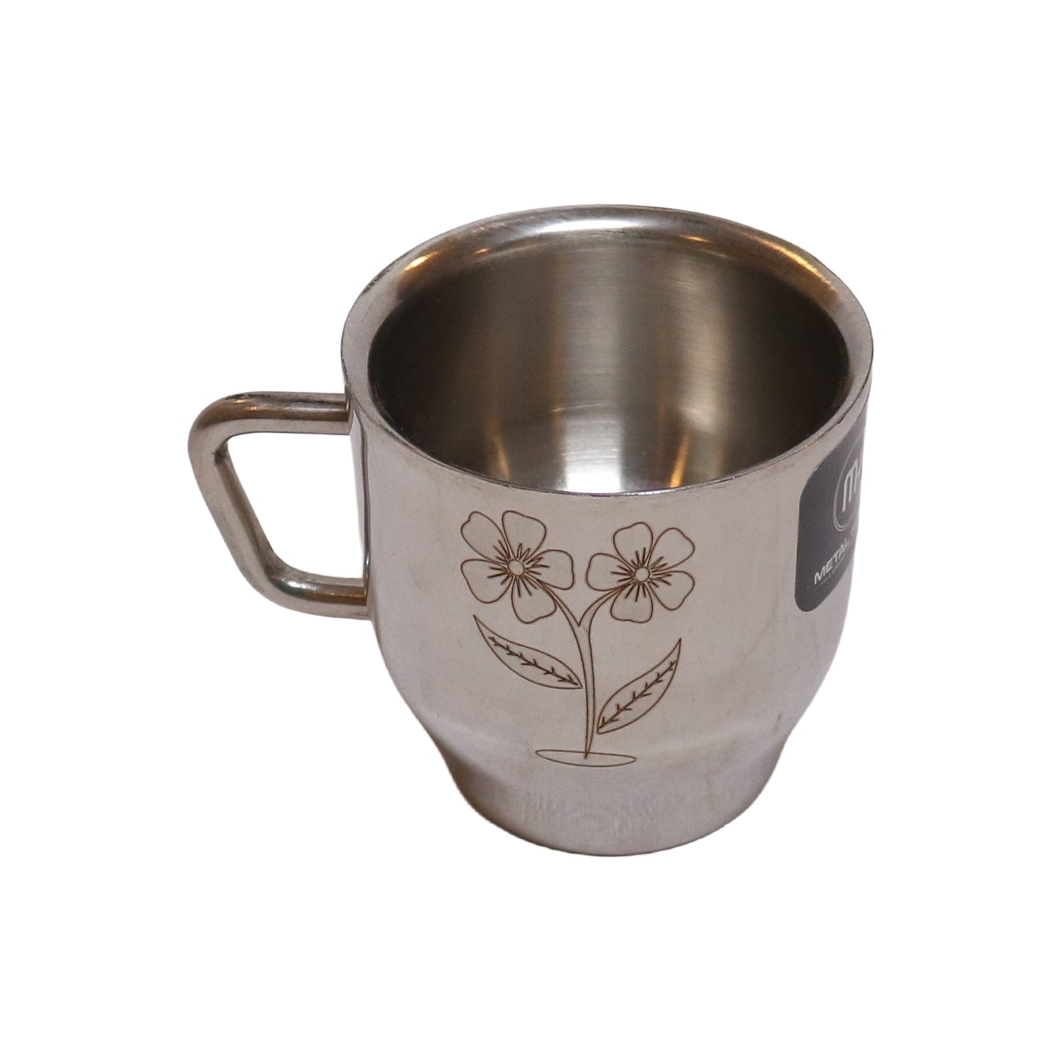 Stainless Steel Mug with Etched Floral Motif, image 2