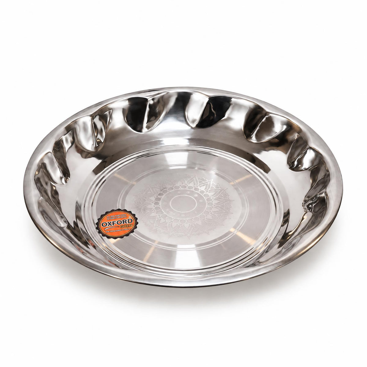 Stainless Steel Parath, Wide Fluted Rim Bowl with Polished Mirror Finish for Dough Kneading, Mixing & Daily Food Prep [Rust-Proof, Lightweight Design]