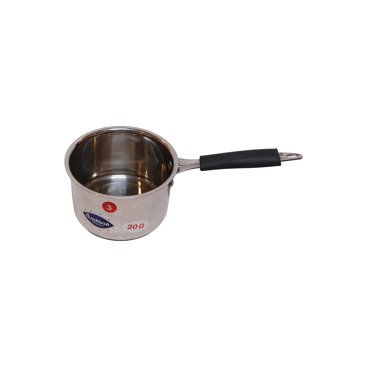 Stainless Steel Saucepan with Black Handle, image 1
