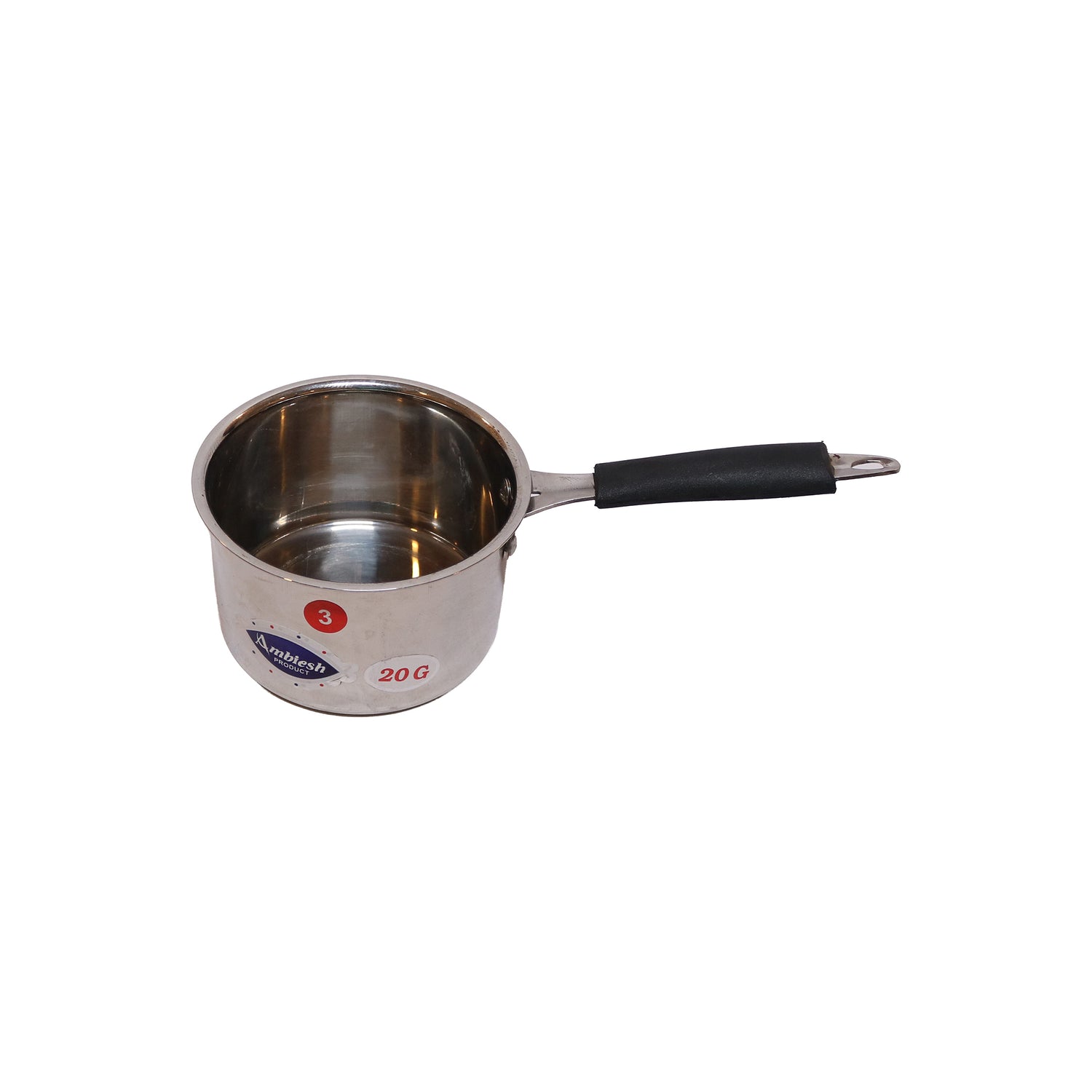 Stainless Steel Saucepan with Black Handle, image 1