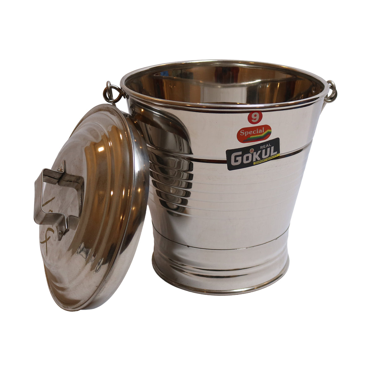 Stainless Steel Tapered Bucket with Lid, image 1