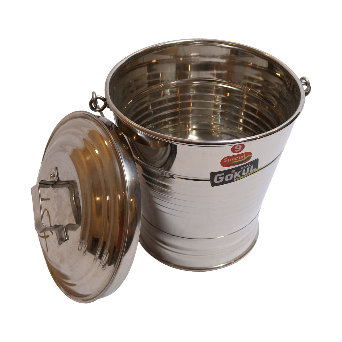 Stainless Steel Tapered Bucket with Lid, image 2