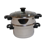 Stainless Steel Two-Tier Steamer Pot with Glass Lid, image 1