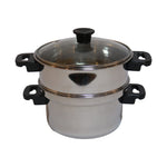 Stainless Steel Two-Tier Steamer Pot with Glass Lid, image 2