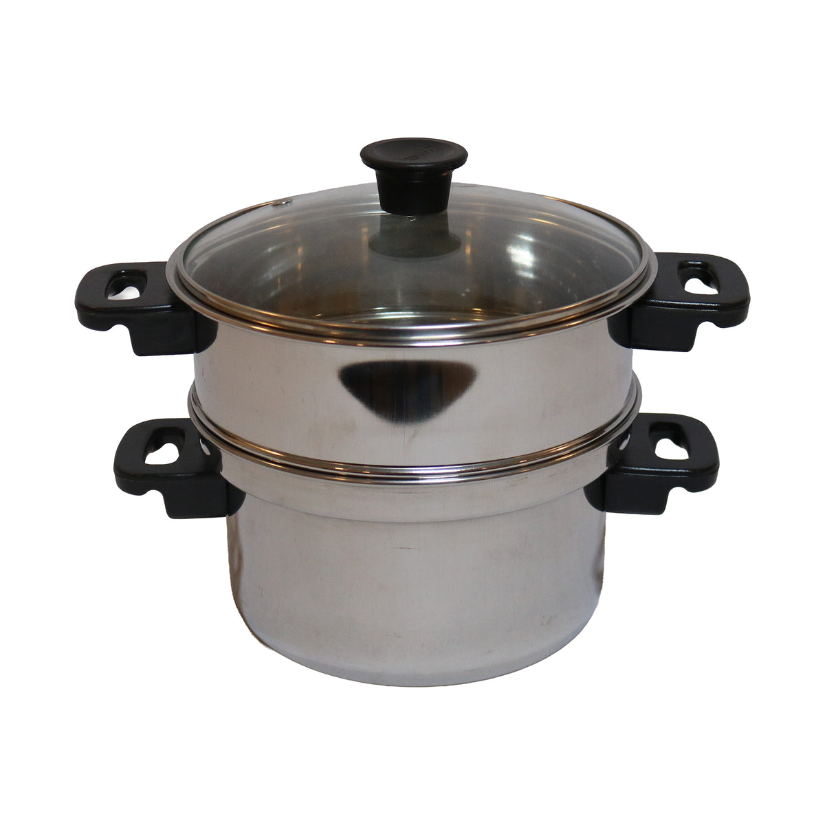 Stainless Steel Two-Tier Steamer Pot with Glass Lid, image 2
