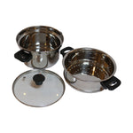 Stainless Steel Two-Tier Steamer Pot with Glass Lid, image 3