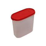 Tupperware Translucent Oval Storage Container with Red Flat Lid, image 1
