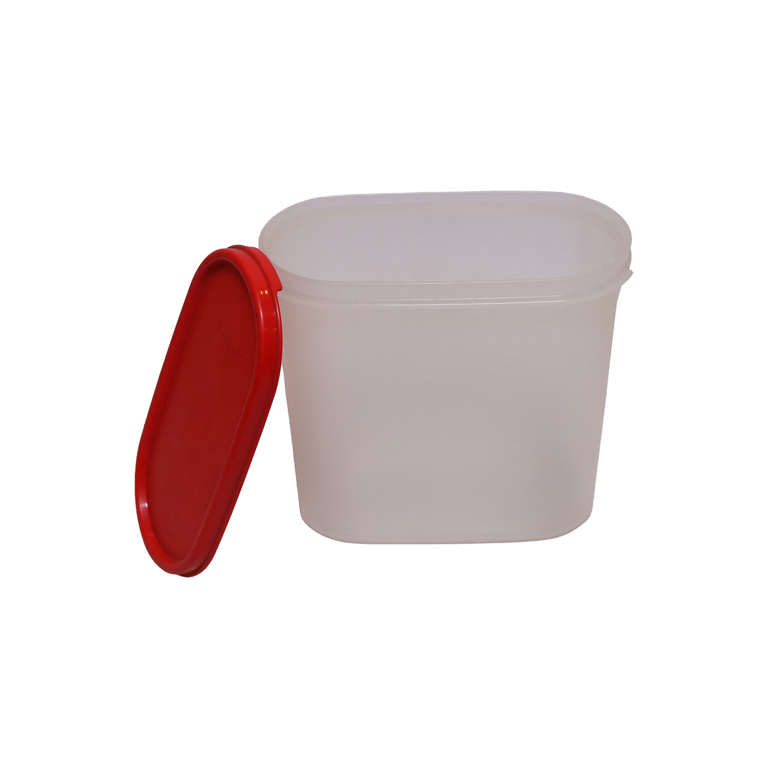 Tupperware Translucent Oval Storage Container with Red Flat Lid, image 2